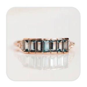 10kt Solid Rose Gold Diamond & London Blue Topaz Arch of Dream Ring